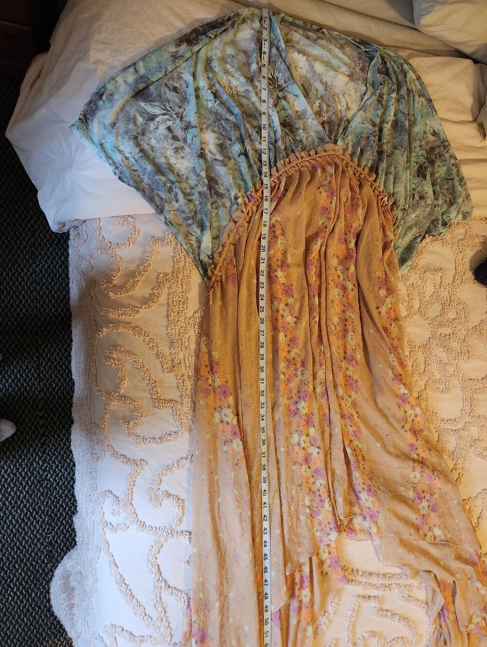 Free People Know Me Maxi Top Floral Blue Orange Pastel Small Boho - Picture 10 of 11